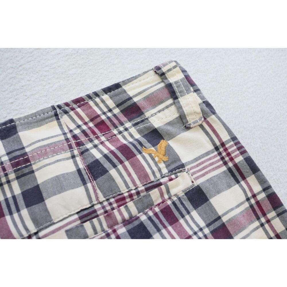 Vintage American Eagle Khaki Chino Shorts Plaid‎ Baggy 12" INS Mens Sz 32